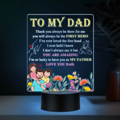 To My Dad UV Print 7 Color LED Night Lamp Fathers Day Gift Acrylic Light